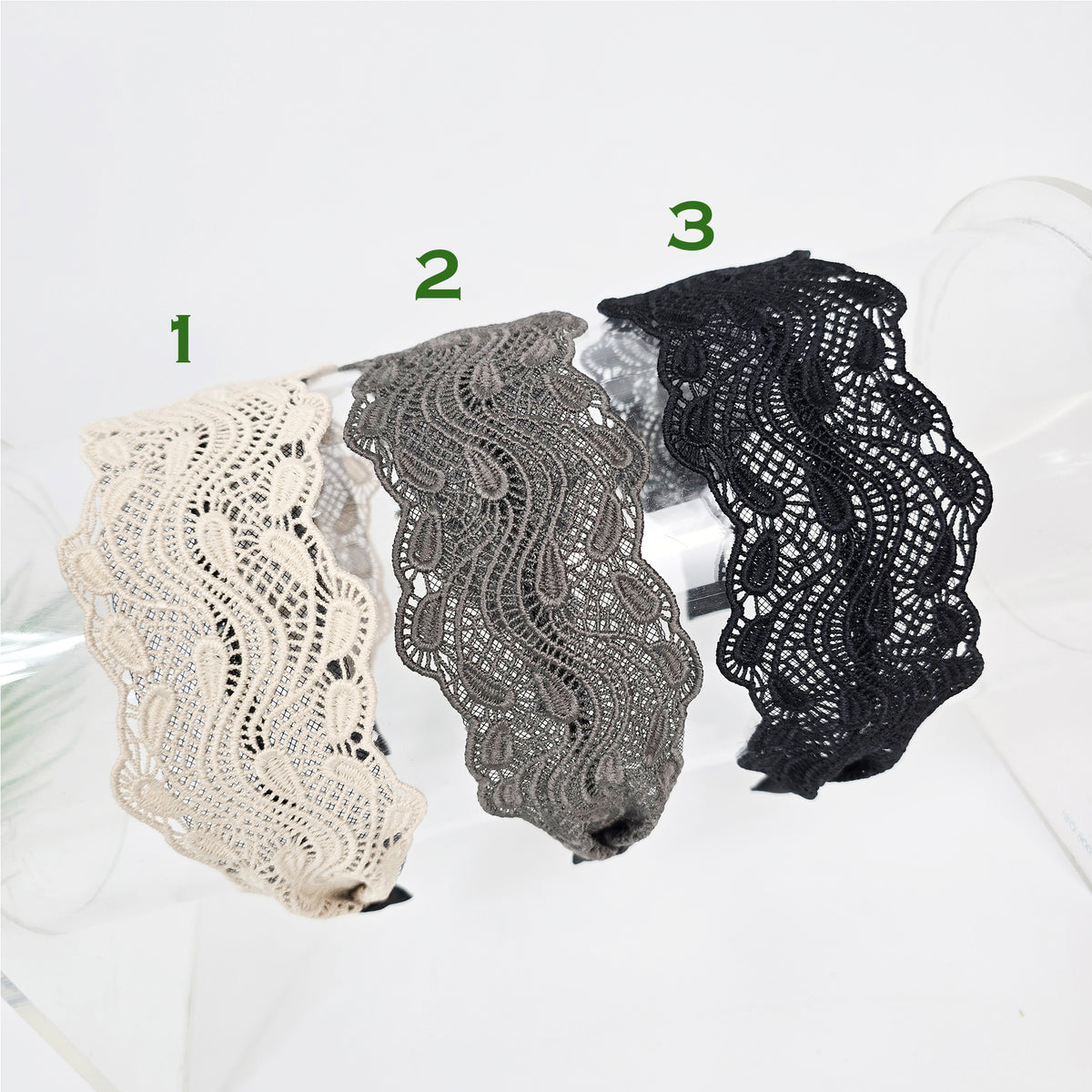 Paisley Lace Wide Headband – numbered color chart