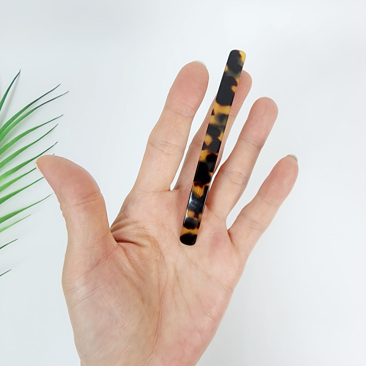 Straight Long Hair Barrette 4.3 in – Tortoise Shell & Solid, French Pin