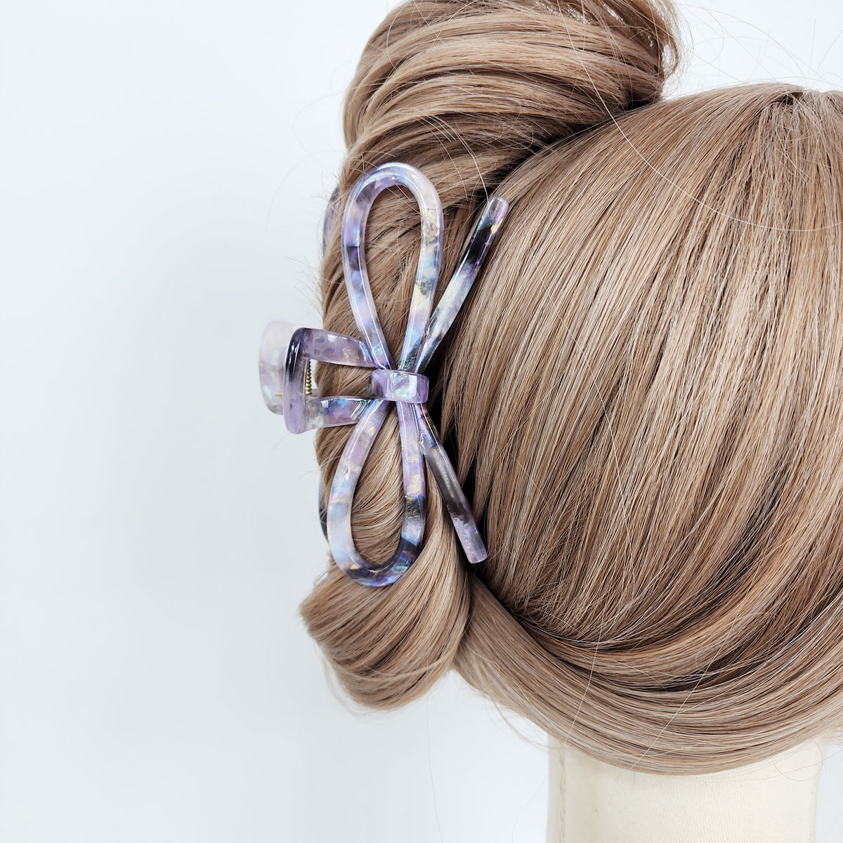 Butterfly & Bow Large Hair Claw Clip 4.6 in – Aurora Violet, French-style