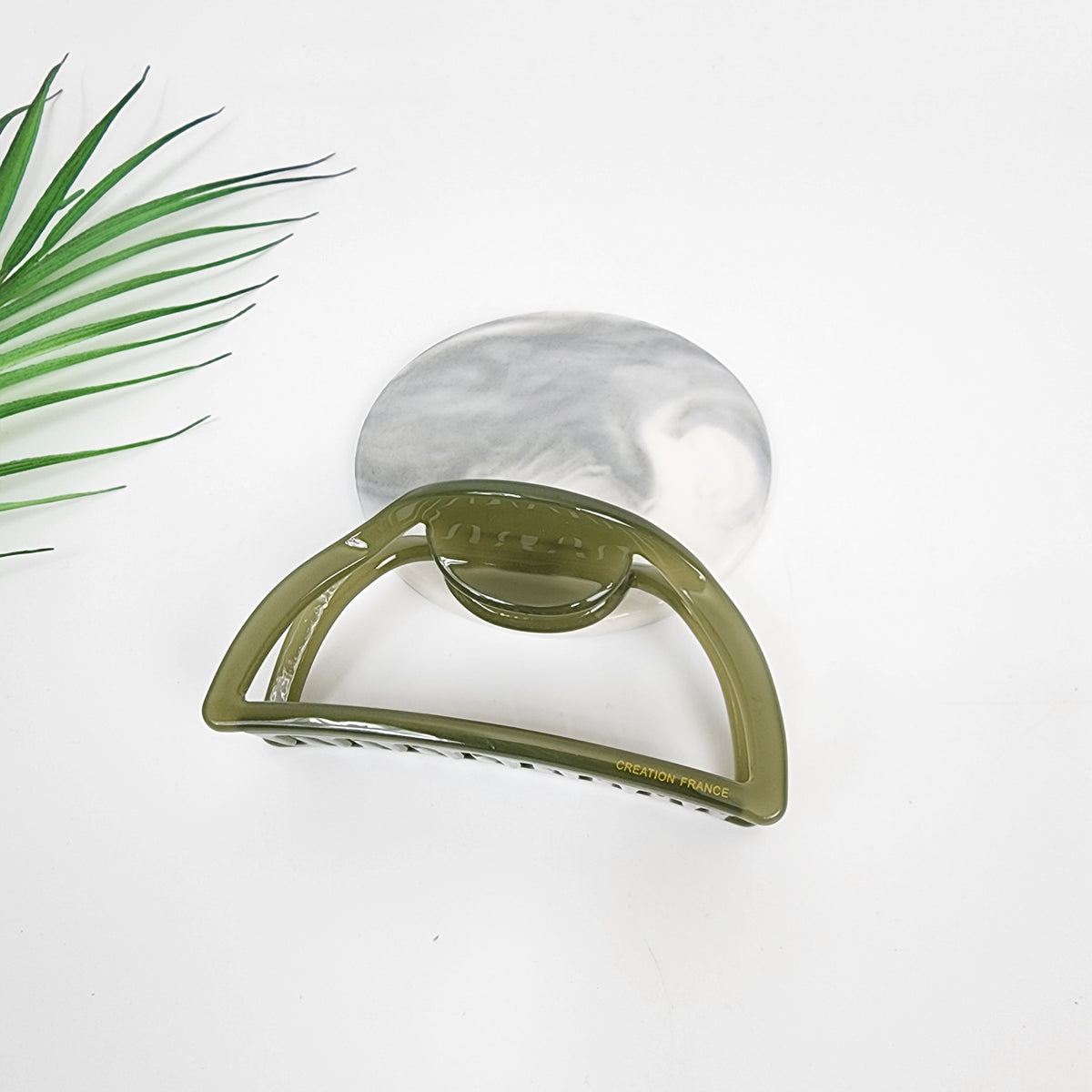Half Moon Medium Hair Claw Clip 3.9 in – 7 Pure Olive Green