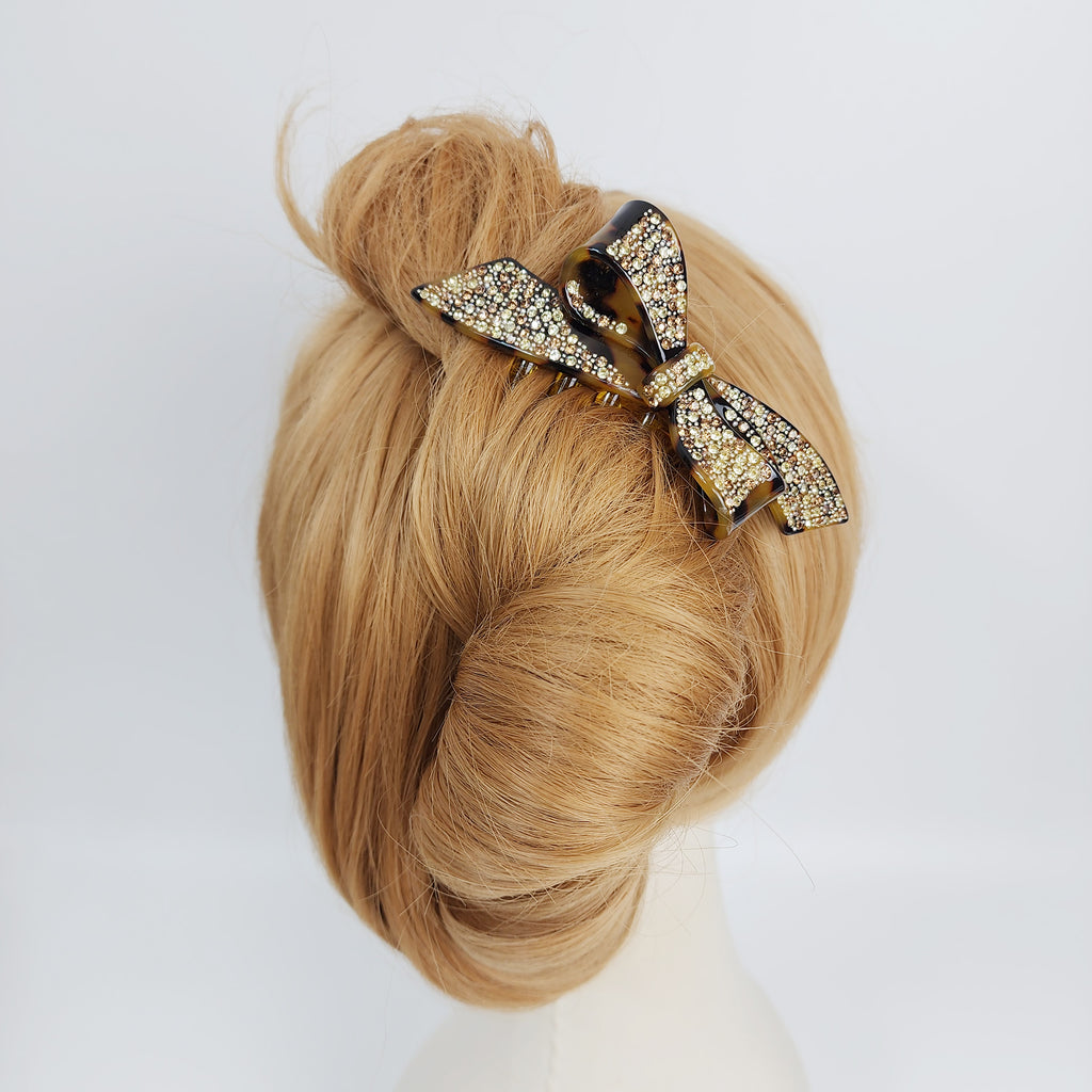 Wind Bow Cubic Long Hair Comb Pin 4.6 in – Tortoise Shell, French Pin