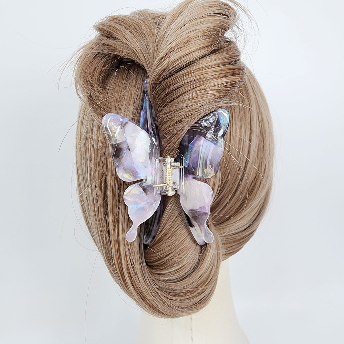 Butterfly & Bow Large Hair Claw Clip 4.6 in – Aurora Violet, French-style