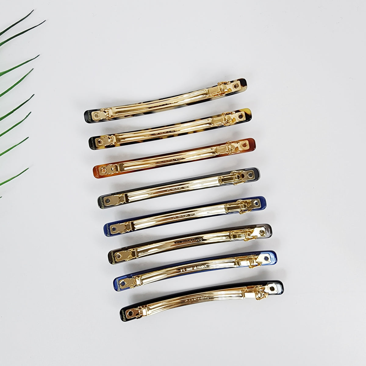 Straight Long Hair Barrette 4.3 in – Tortoise Shell & Solid, French Pin