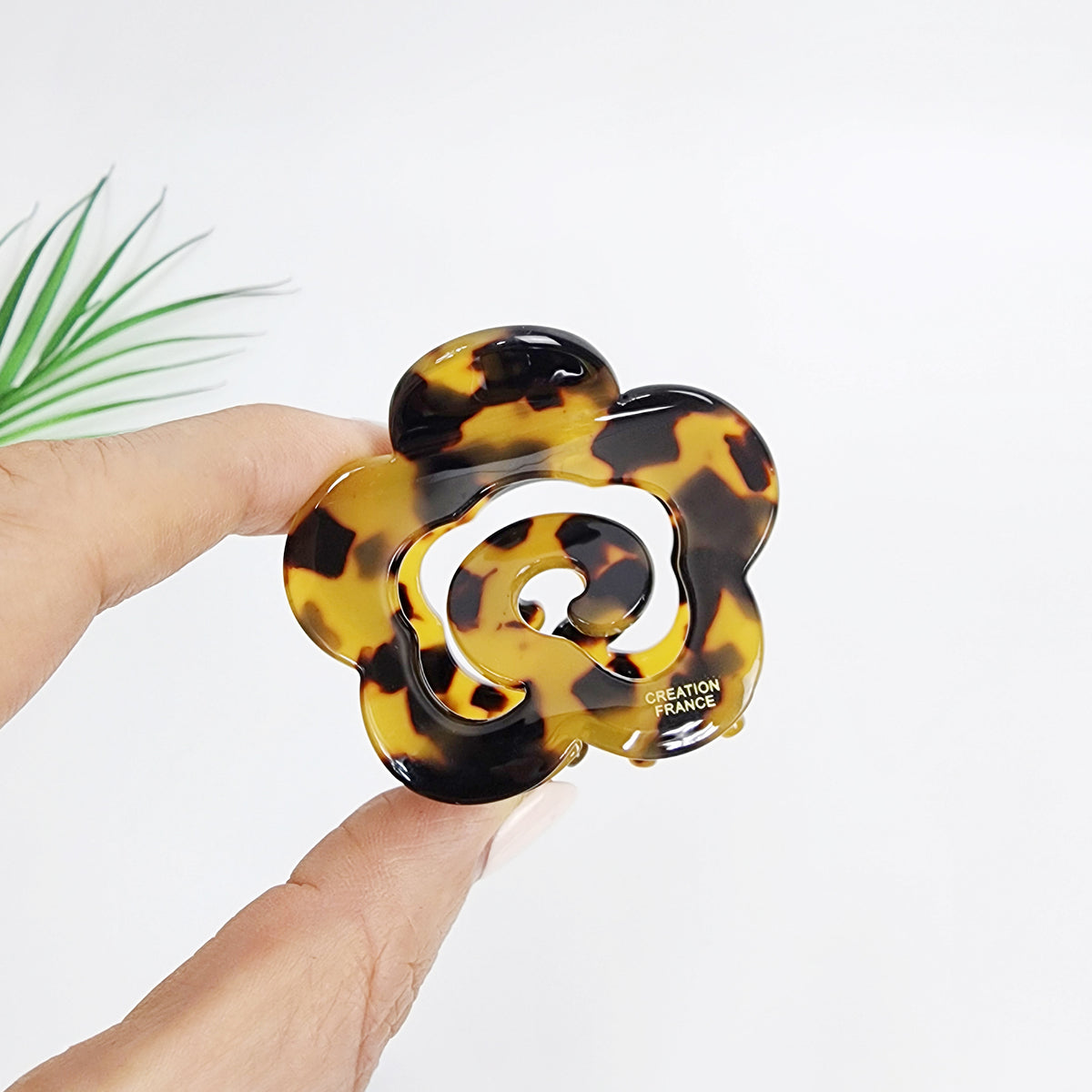 Rose Flower Mini Hair Claw Clip 2.2 in – 2 Leopard Brown