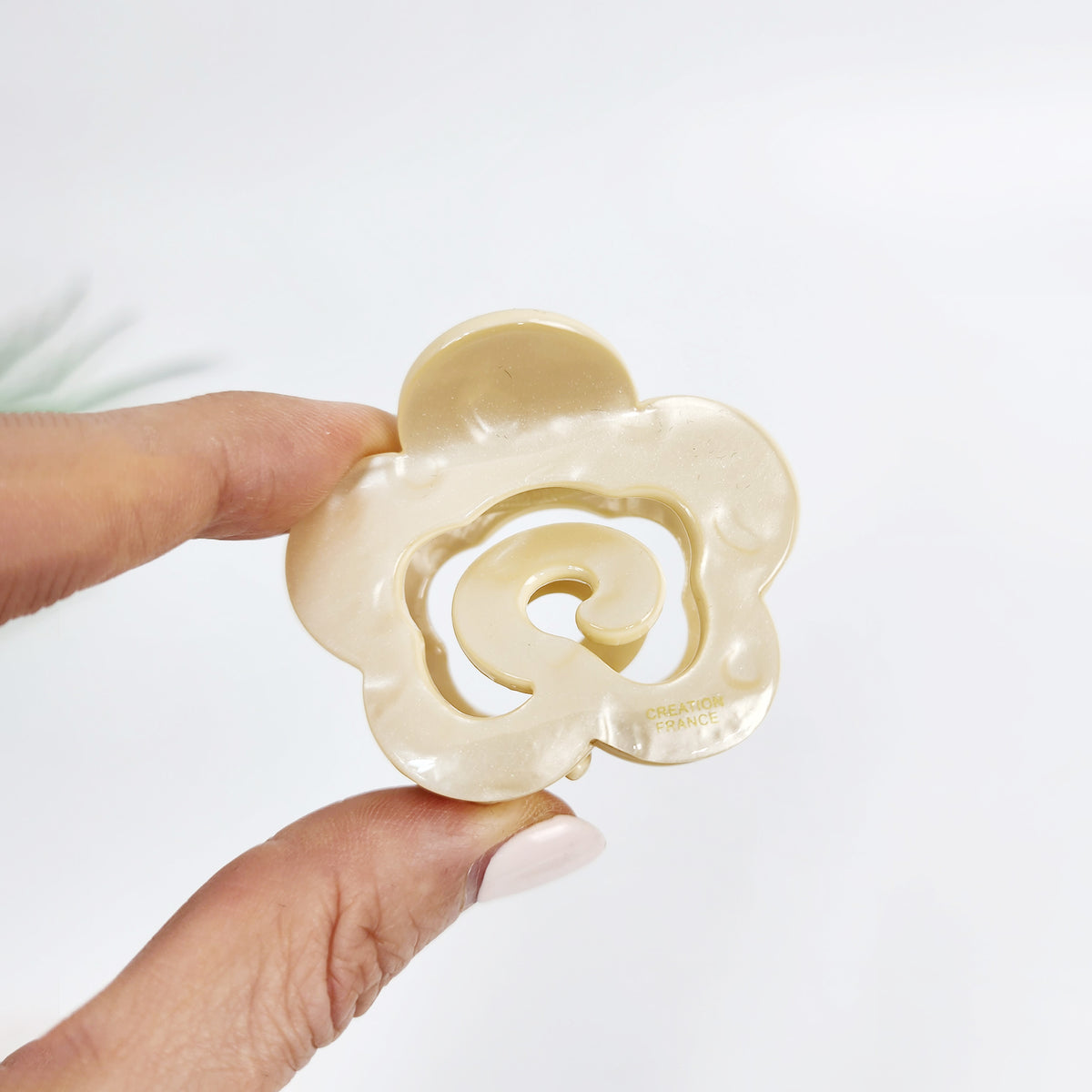 Rose Flower Mini Hair Claw Clip 2.2 in – 6 Cream Beige