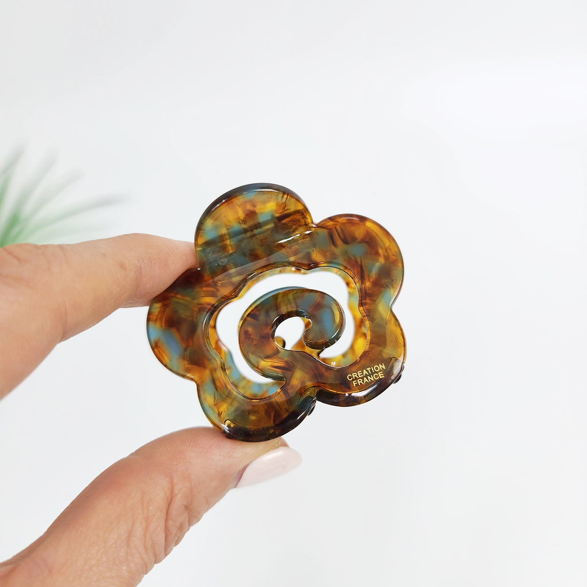 Rose Flower Mini Hair Claw Clip 2.2 in – 3 Brown Mint