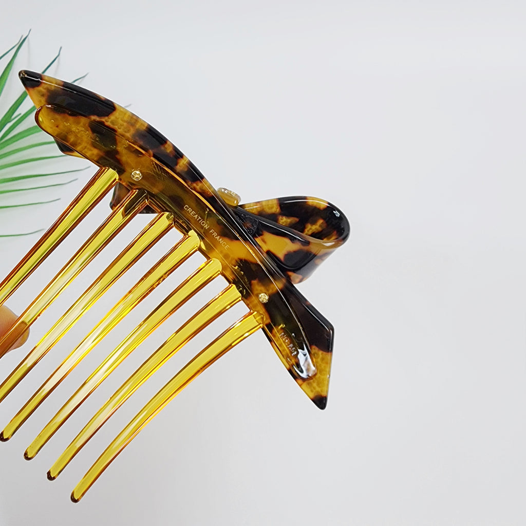 Wind Bow Cubic Long Hair Comb Pin 4.6 in – Tortoise Shell, French Pin
