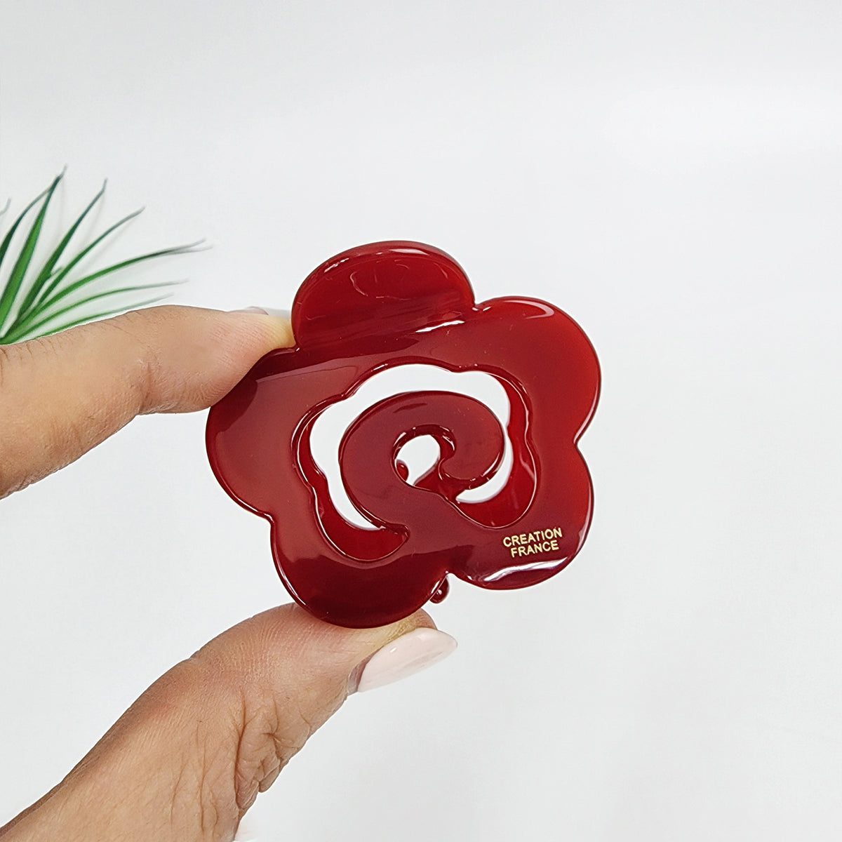 Rose Flower Mini Hair Claw Clip 2.2 in – 8 Pure Deep Red