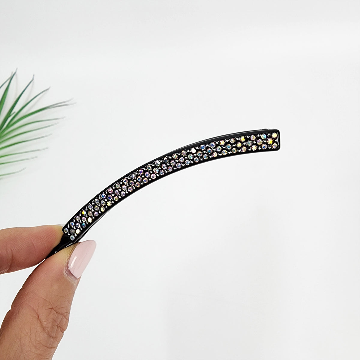 Slim Small Banana Clip 3.9 in – Black Cubic, for Fine Hair, French-style
