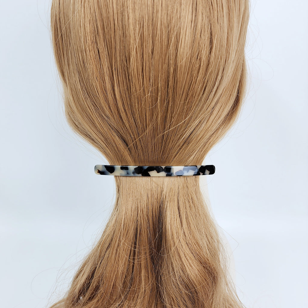 Straight Long Hair Barrette 4.3 in – Tortoise Shell & Solid, French Pin