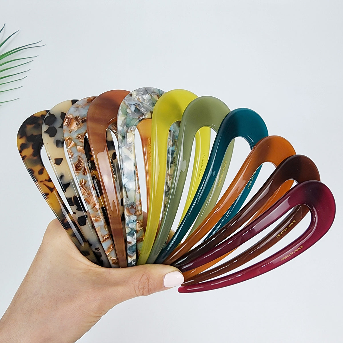 Big U-Shape Hair Stick – all 11 colors in hand