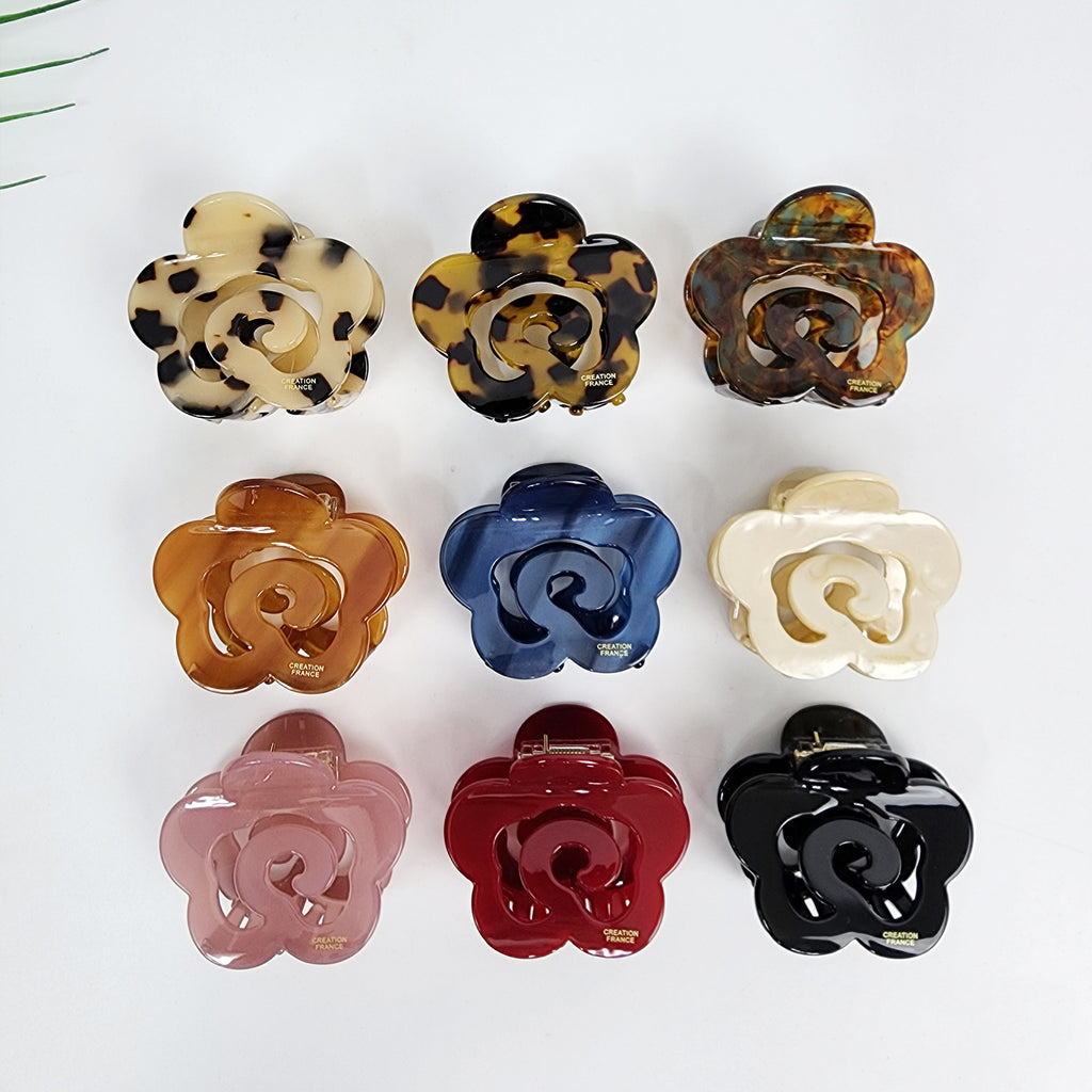 Rose Flower Mini Hair Claw Clip 2.2 in – Tortoise Shell, French-style