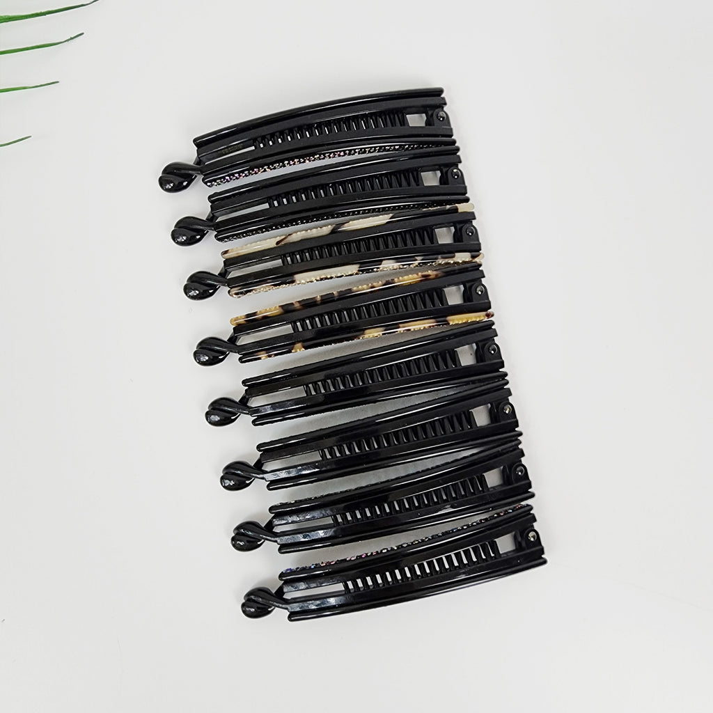Slim Small Banana Clip 3.9 in – Black Cubic, for Fine Hair, French-style