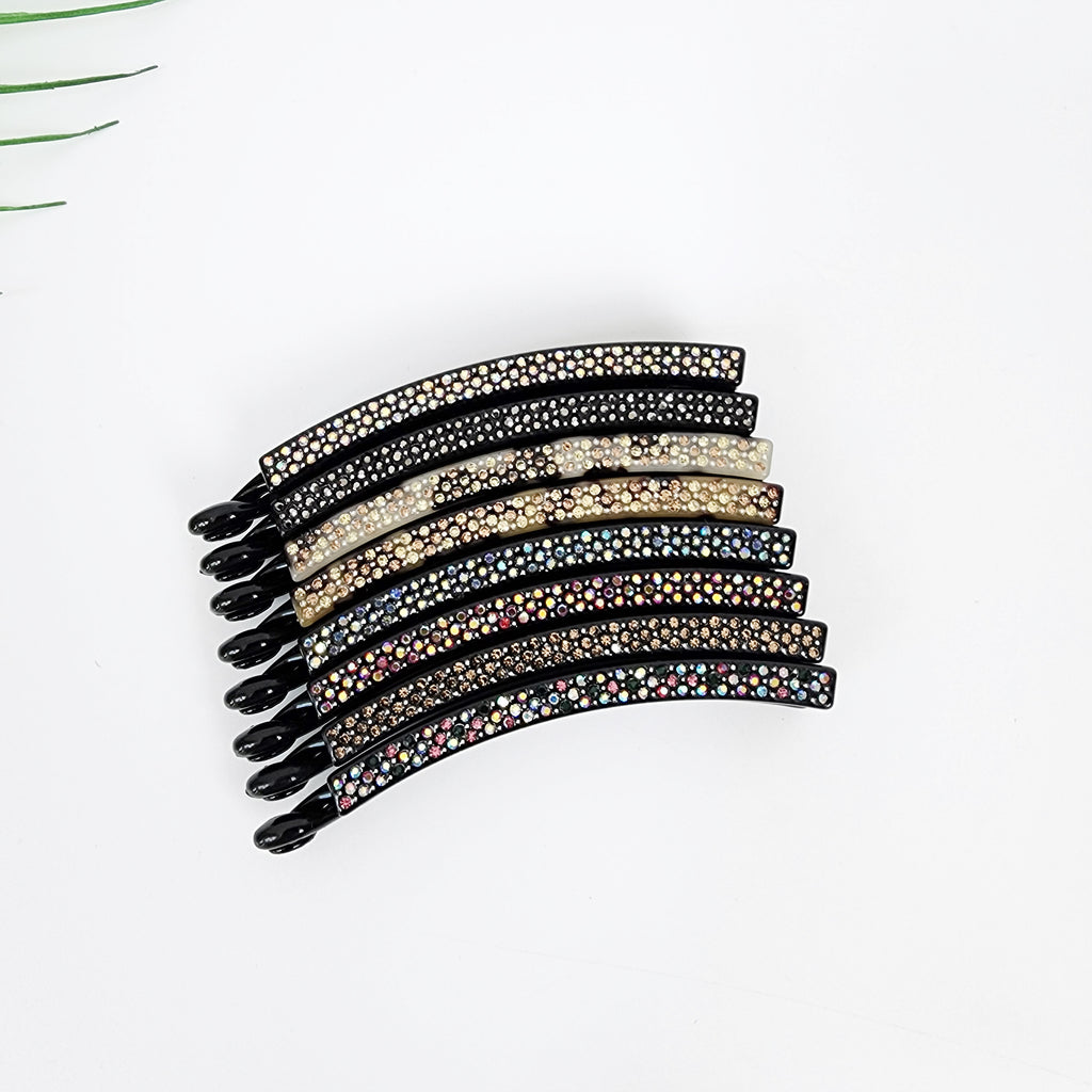 Slim Small Banana Clip 3.9 in – Black Cubic, for Fine Hair, French-style
