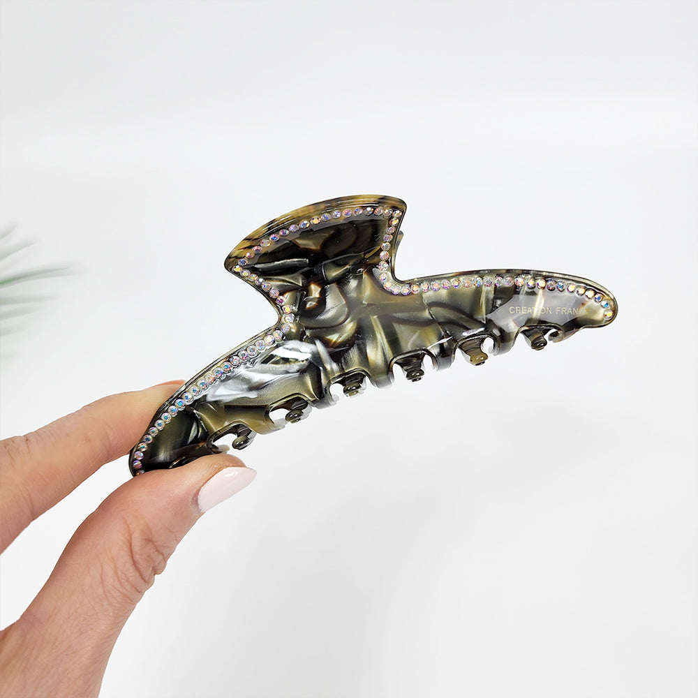 Slim Line Large Hair Claw Clip 4.5 in – 11 Khaki Black