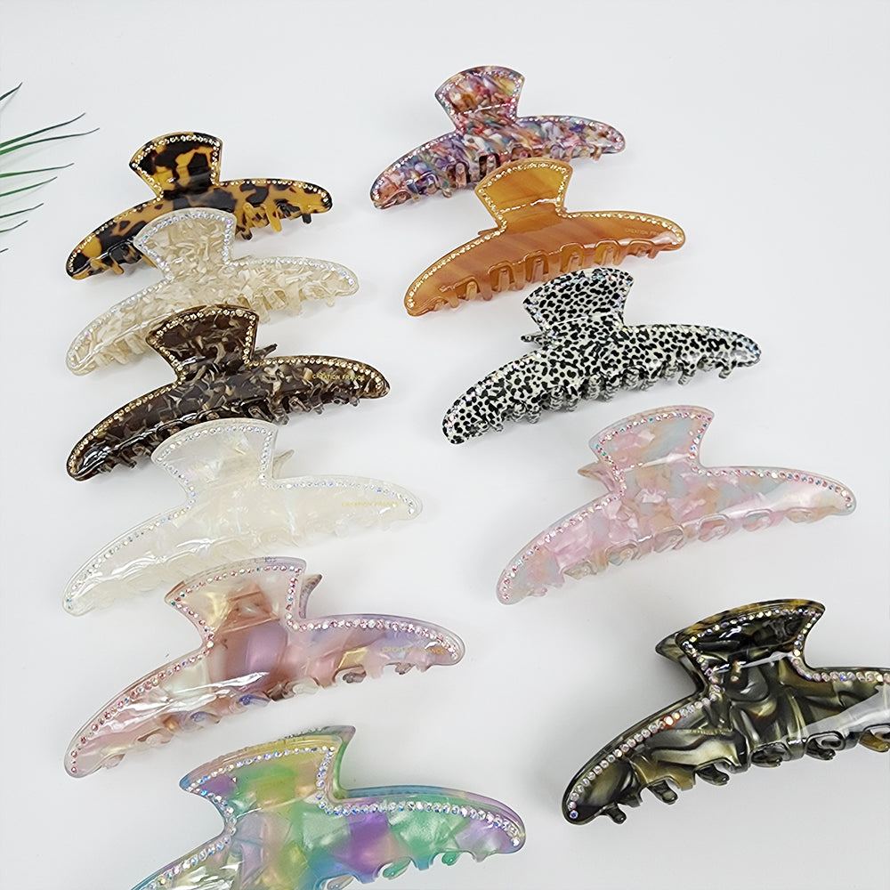 Slim Line Large Hair Claw Clip 4.5 in – Cubic, Tortoise Shell, French-style