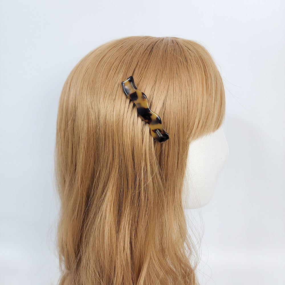 Wave Hair Comb Pin 2.6 in – Tortoise Shell Marble, Non-Slip, French Pin
