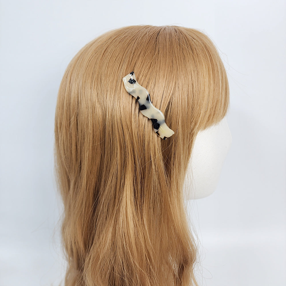 Wave Hair Comb Pin 2.6 in – Tortoise Shell Marble, Non-Slip, French Pin