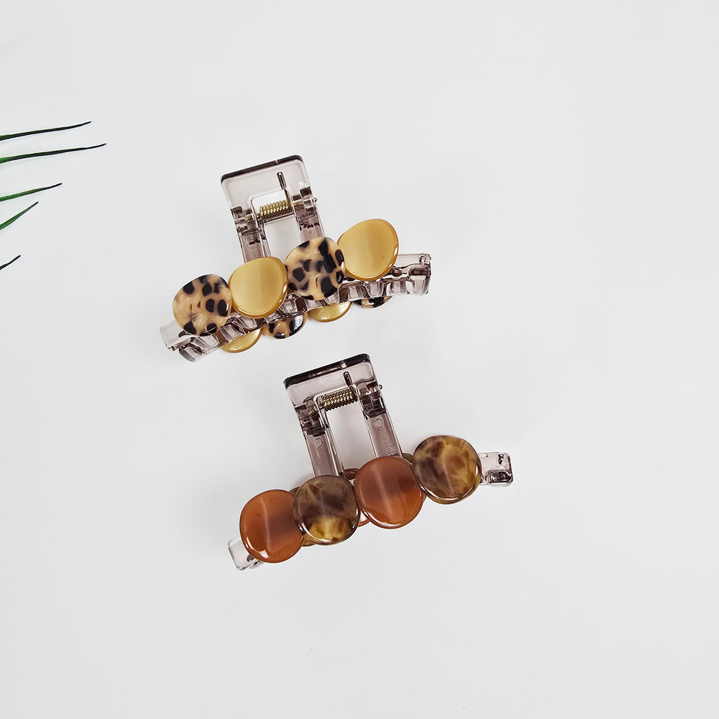 Marble Circle Small Hair Claw Clip 3.1 in – Tortoise Shell, French-style
