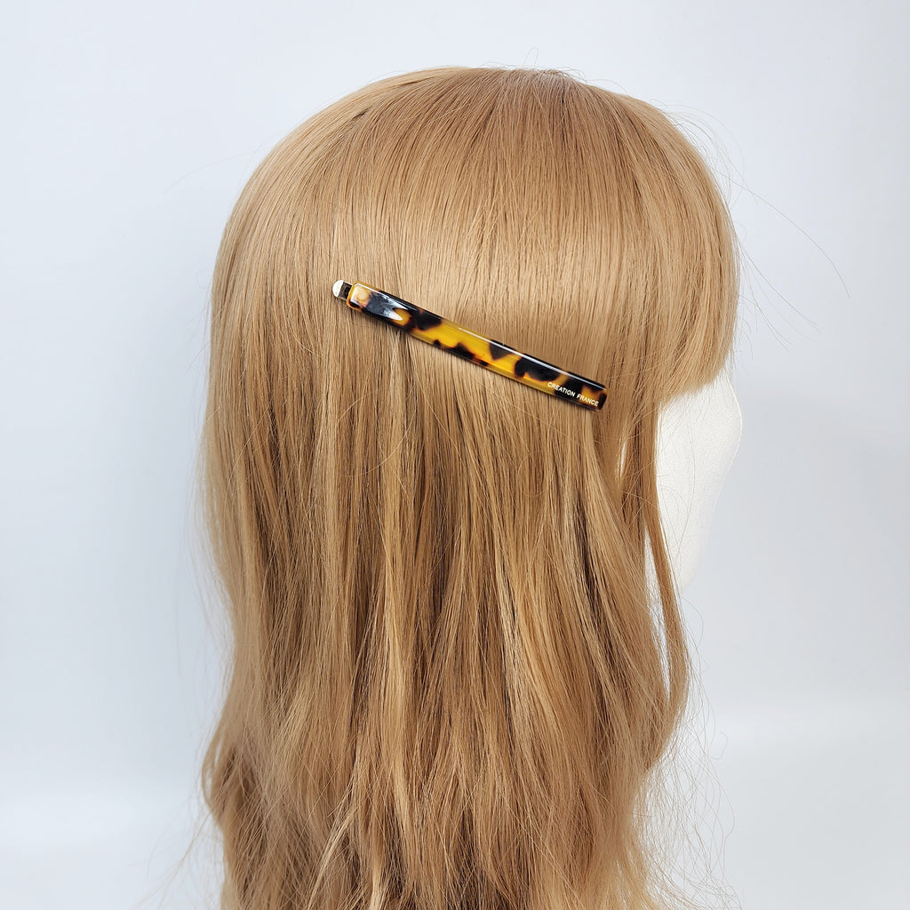 Long Bar Bobby Pin 3.3 in – Tortoise Shell, Wide Metal Pin, French Pin