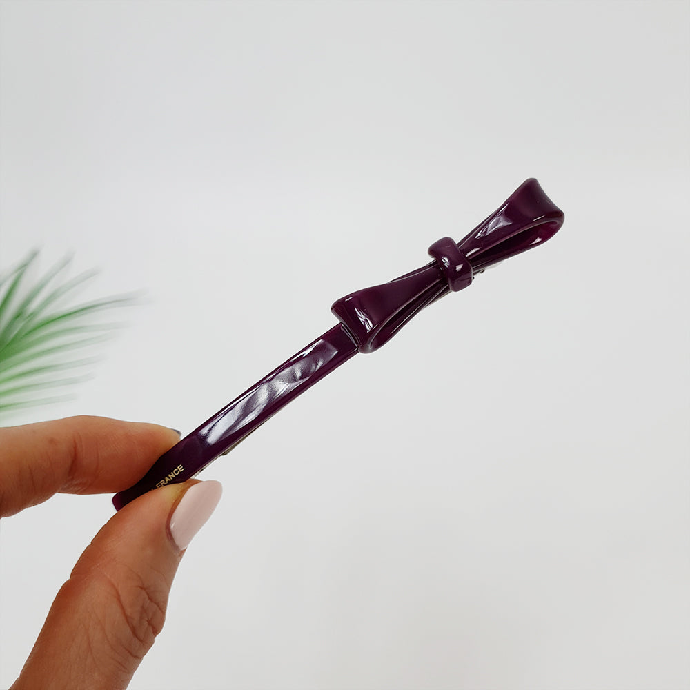 Side Ribbon Long Hair Barrette 4.3 in – 14 Pure Burgundy