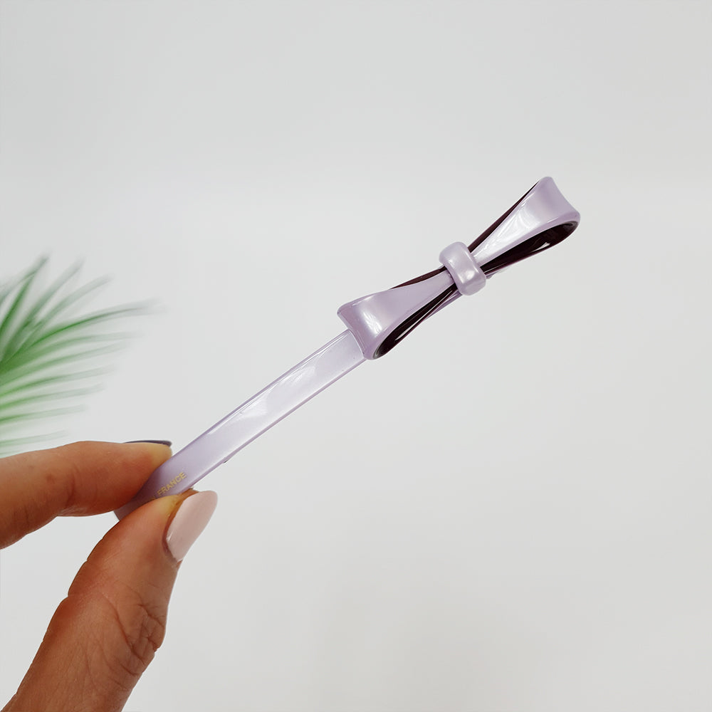 Side Ribbon Long Hair Barrette 4.3 in – 13 Pure Lavender