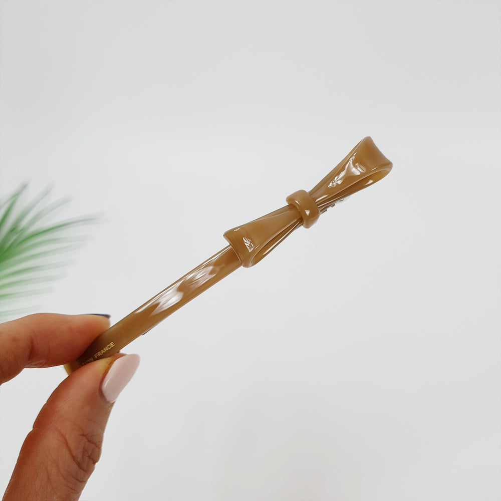 Side Ribbon Long Hair Barrette 4.3 in – 15 Pure Cocoa