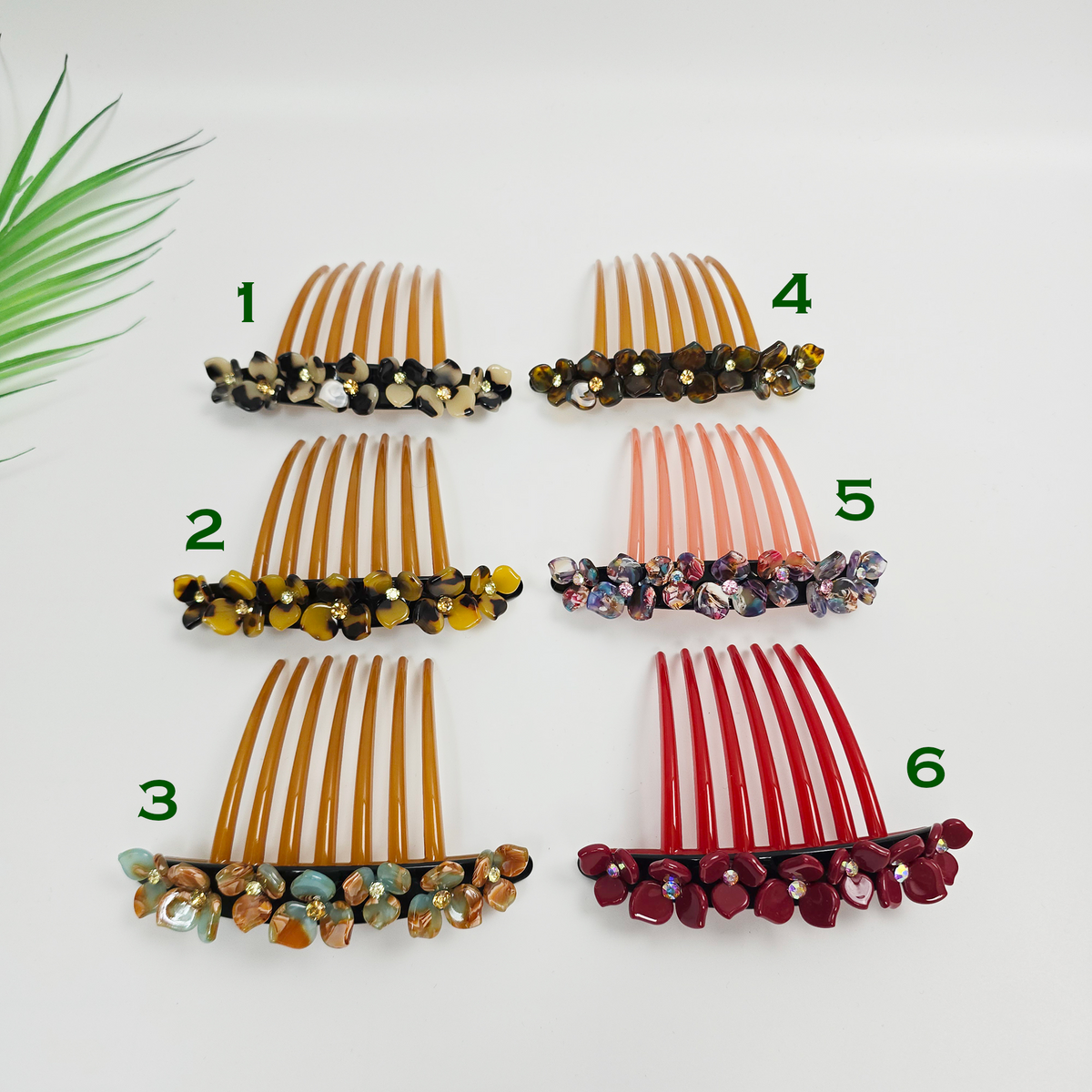 Rose Bloom Long Leg Hair Comb Pin 4.3 in – Cubic, French Pin, for Updos