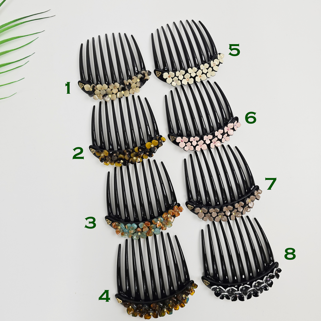 Midnight Bloom Hair Comb Pin – numbered color chart