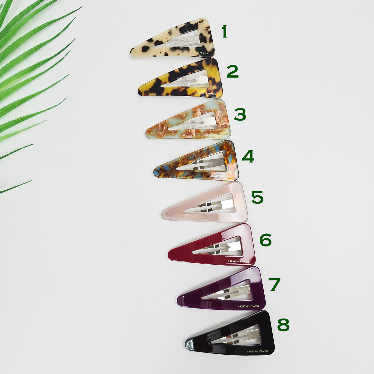Triangle Snap Clip 2.8 in – Tortoise Shell, Solid & Pastel, French Pin