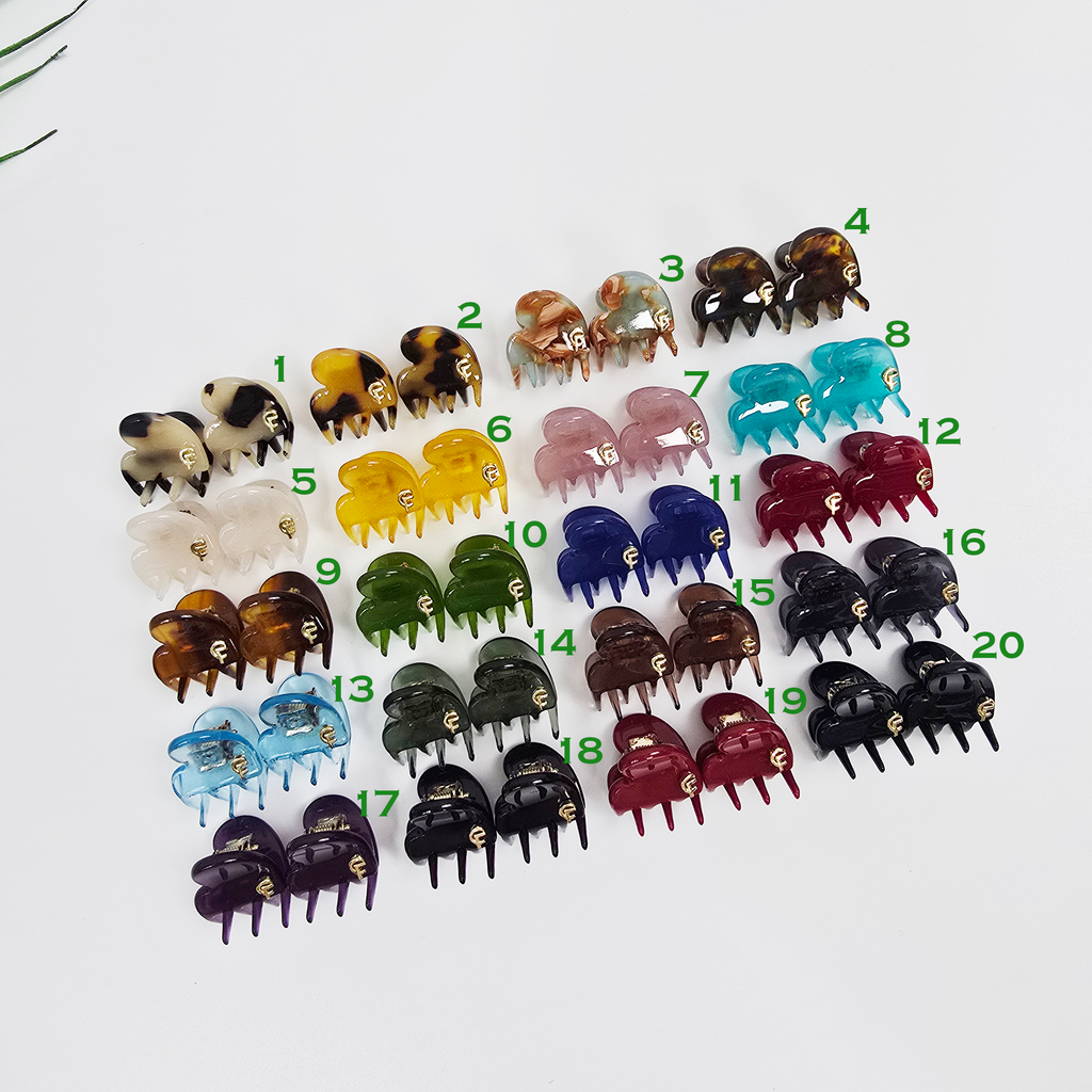 Heart Extra Mini Hair Claw Clips Set of 2 0.6 in – Solid & Tortoise Shell