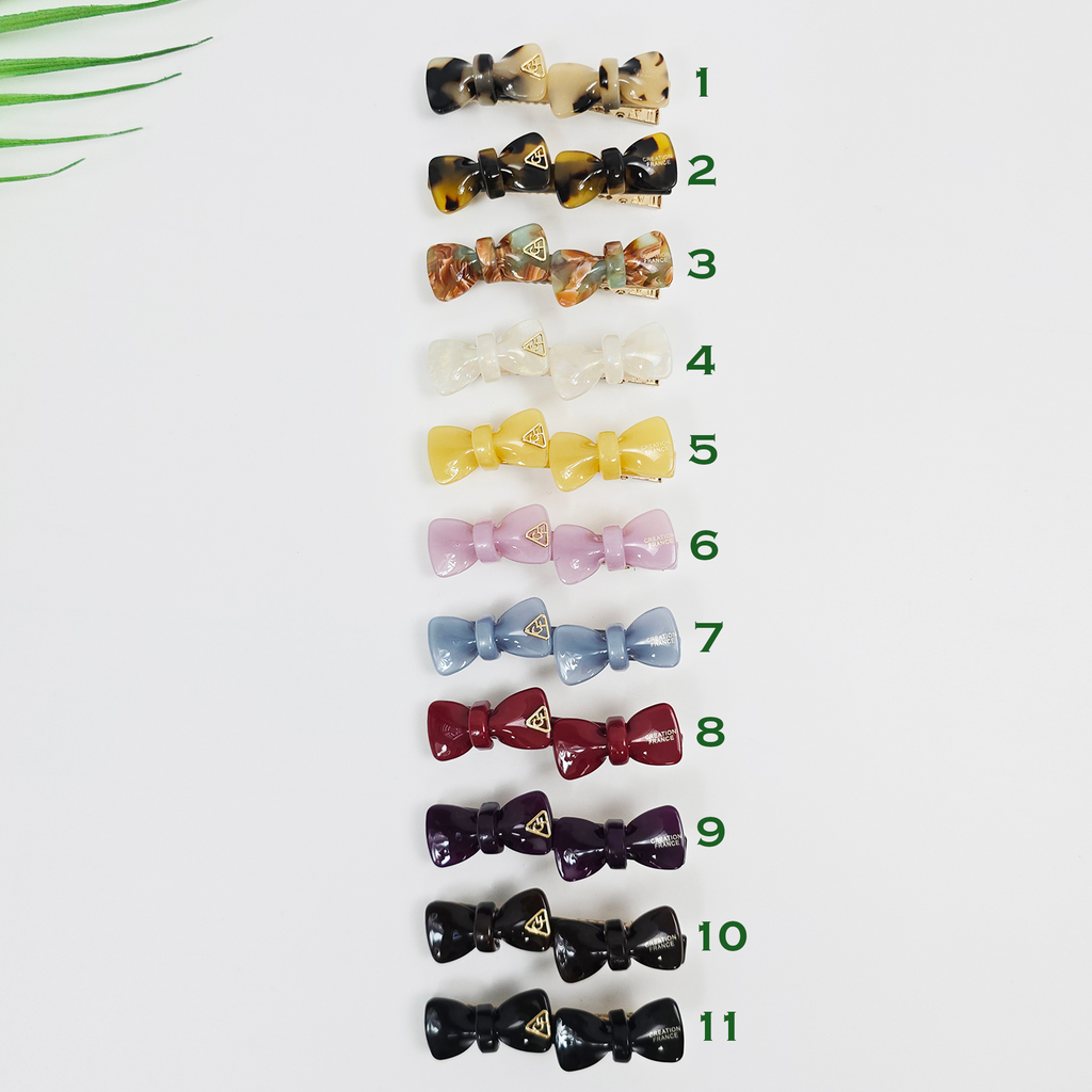Double Bow Small Alligator Hair Clip 2.6 in – Tortoise Shell, French-style