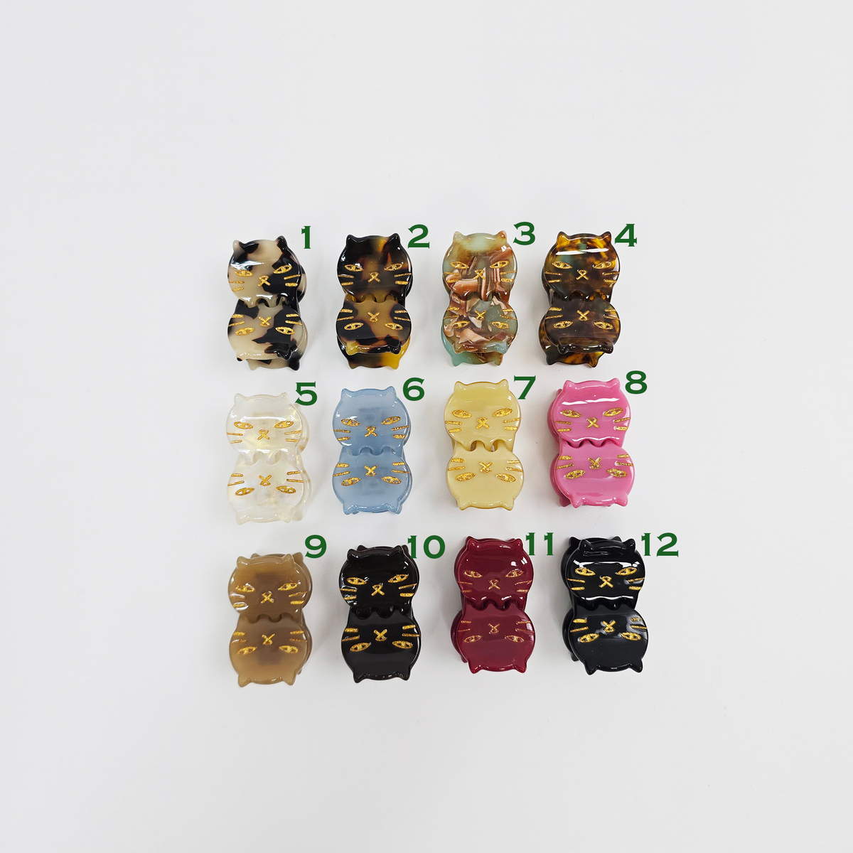 Cat Extra Mini Hair Claw Clips Set of 2 0.8 in – Tortoise Shell, Pastel