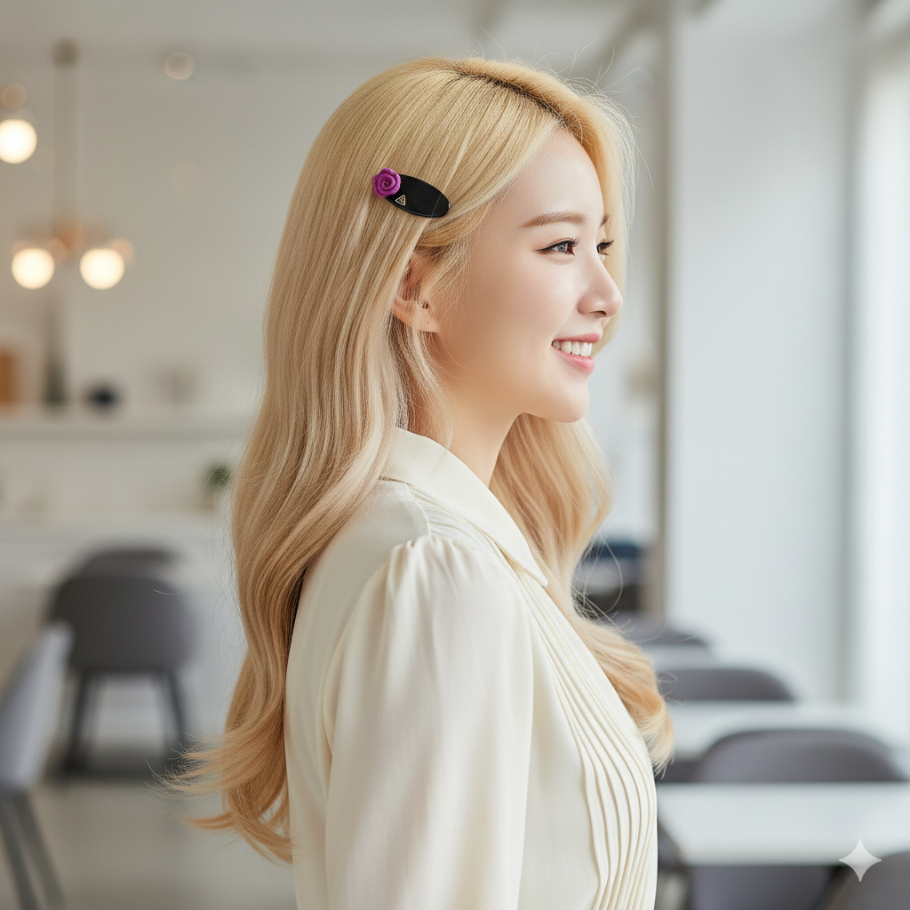 Blooming Rose Alligator Hair Clip 1.9 in – French-style, for Bangs