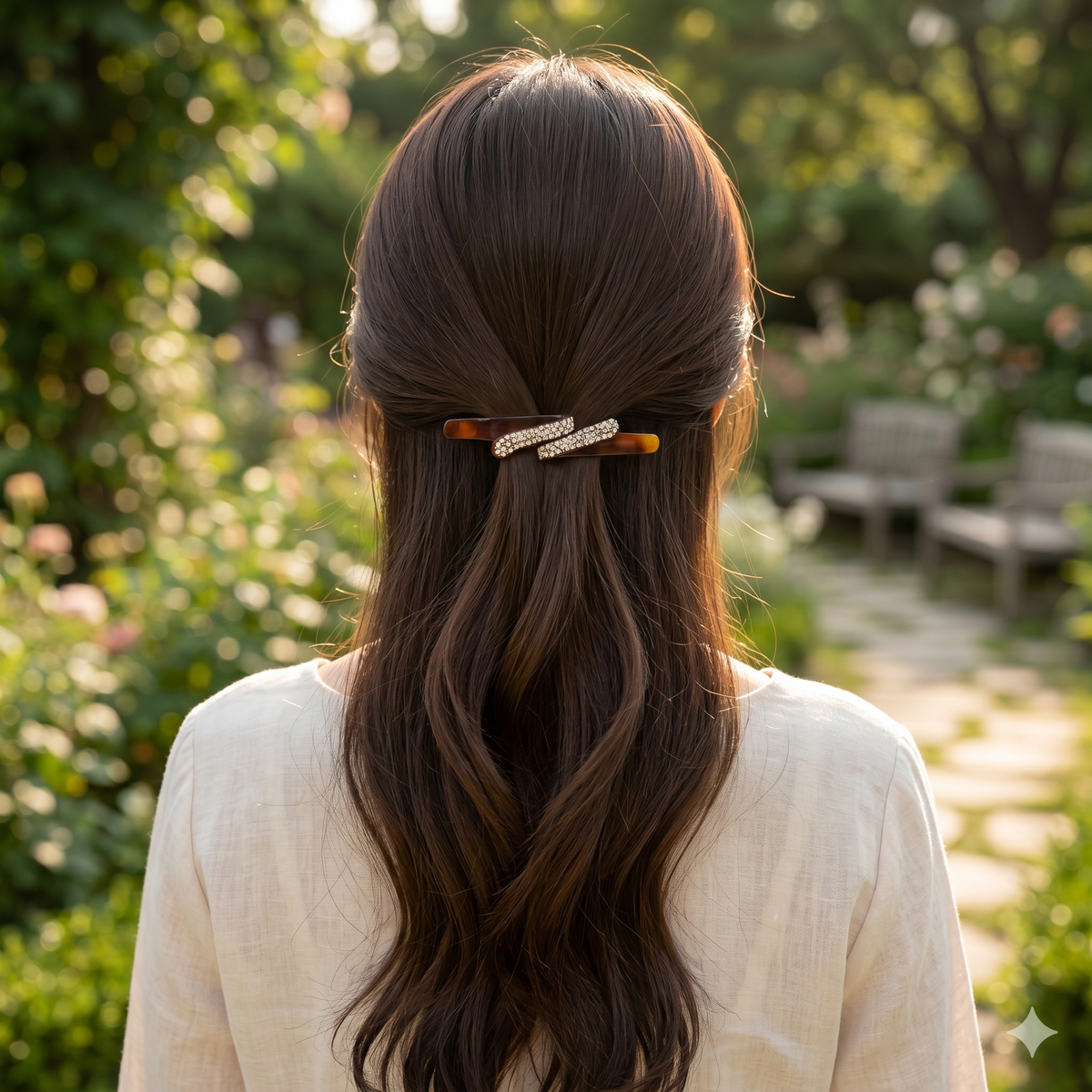 Laurence Slim Hair Barrette 4.1 in – Cubic, French Pin, for Half-Up