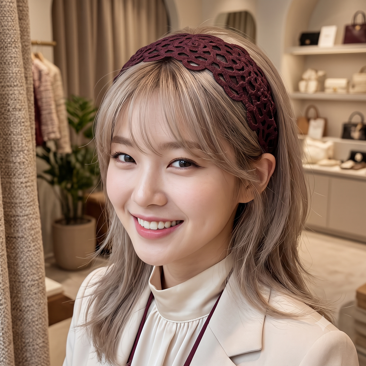 Shine Lace Wide Headband 3.3 in wide – Embroidered Scallop, French-style