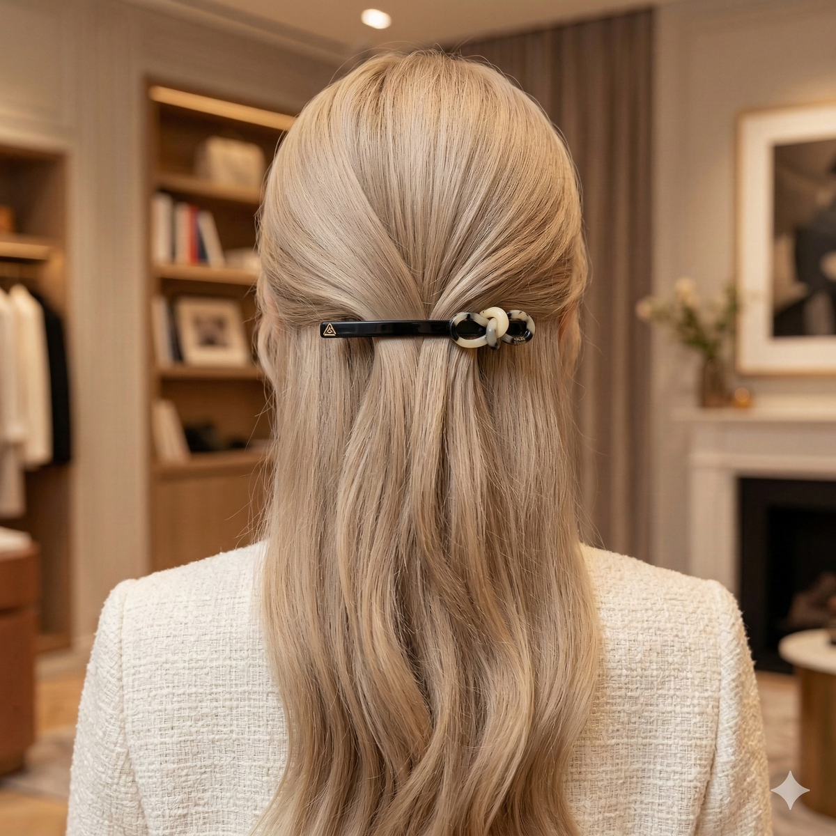 Knot Bow Long Hair Barrette 4.3 in – Tortoise Shell, Solid, French Pin
