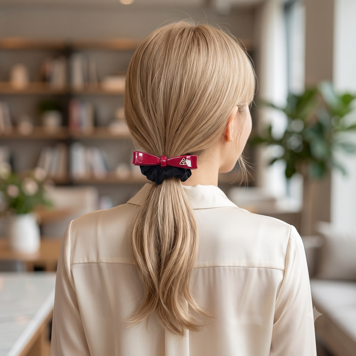 Luce Bow Scrunchie Hair Tie 2.6 in – Tortoise Shell, Clear, French-style