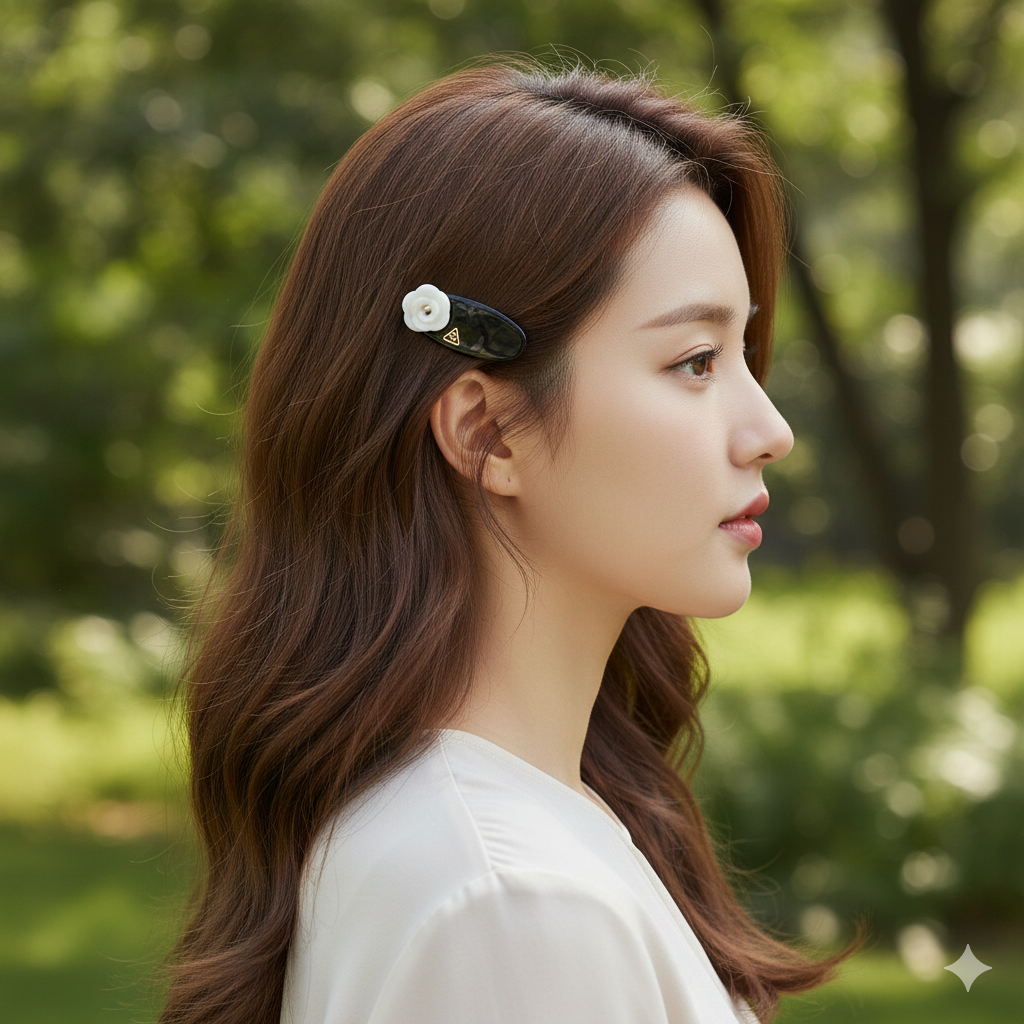 Blooming Rose Alligator Hair Clip 1.9 in – French-style, for Bangs