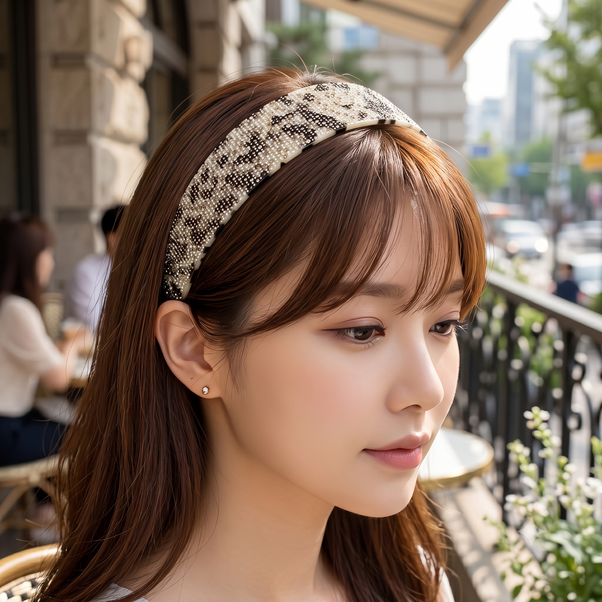 Leopard Cubic Wide Headband 1.6 in wide – Tortoise Shell, French-style