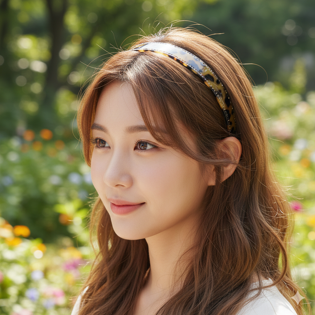 Rhinestone Line Thin Headband 0.8 in wide – Tortoise Shell & Solid, Cubic