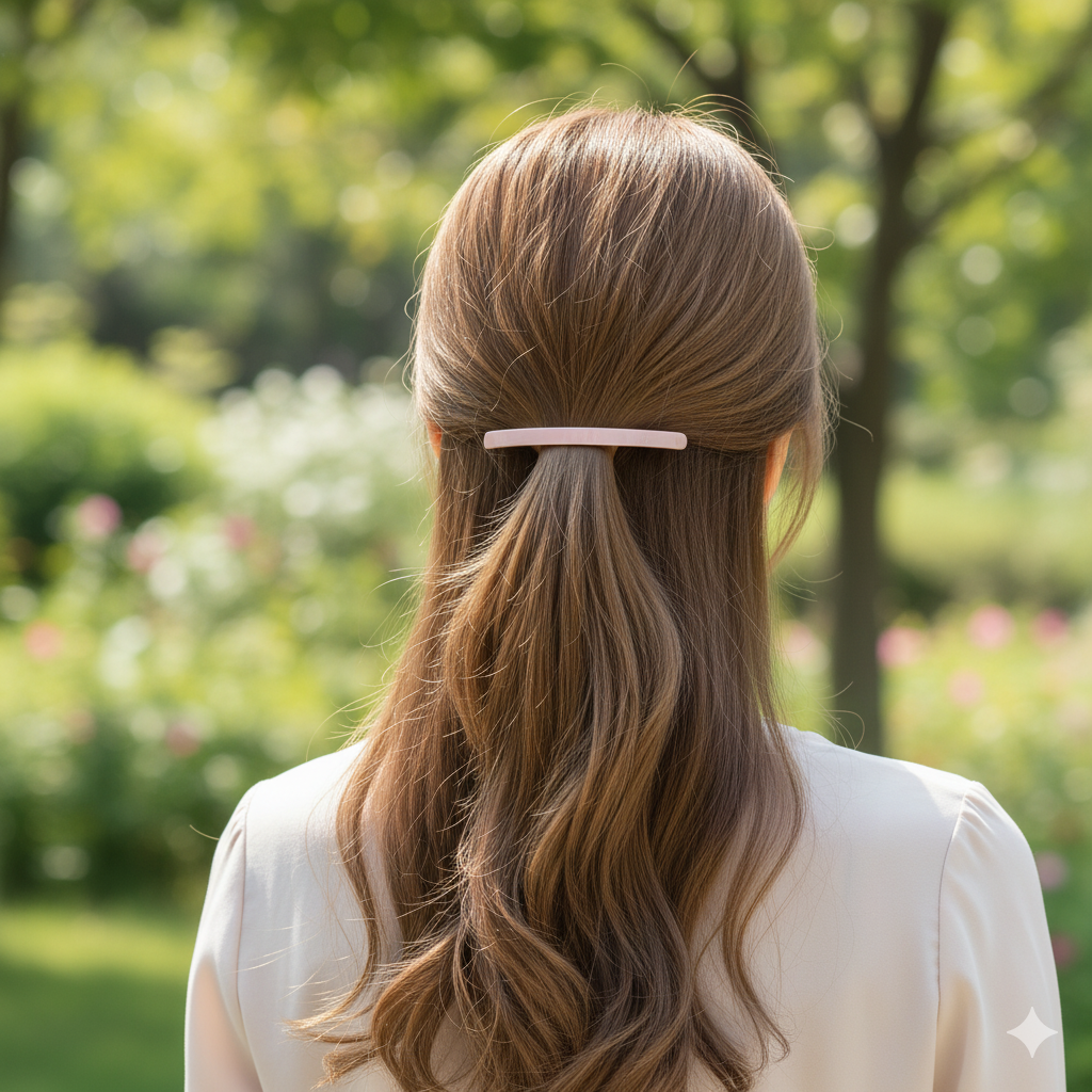 Straight Long Hair Barrette 4.3 in – Tortoise Shell & Solid, French Pin