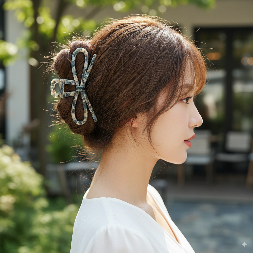 Gift Bow Large Hair Claw Clip 4.6 in – Acetate, French-style, New Colors