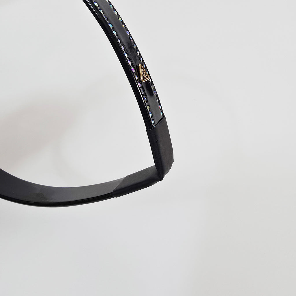 Rhinestone Line Thin Headband 0.8 in wide – Tortoise Shell & Solid, Cubic
