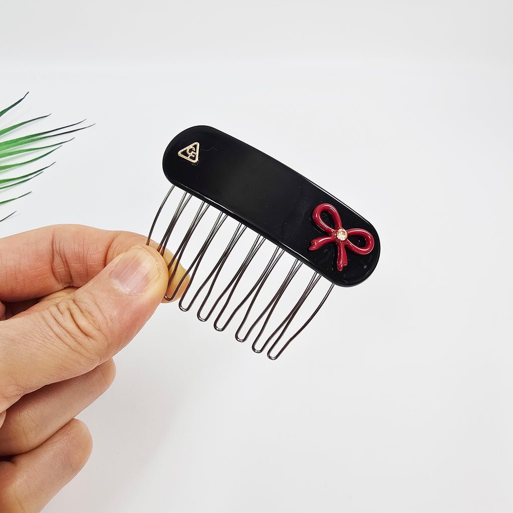 Bow Mini Hair Comb Pin 2.6 in – Tortoise Shell, Solid & Pastel, French Pin