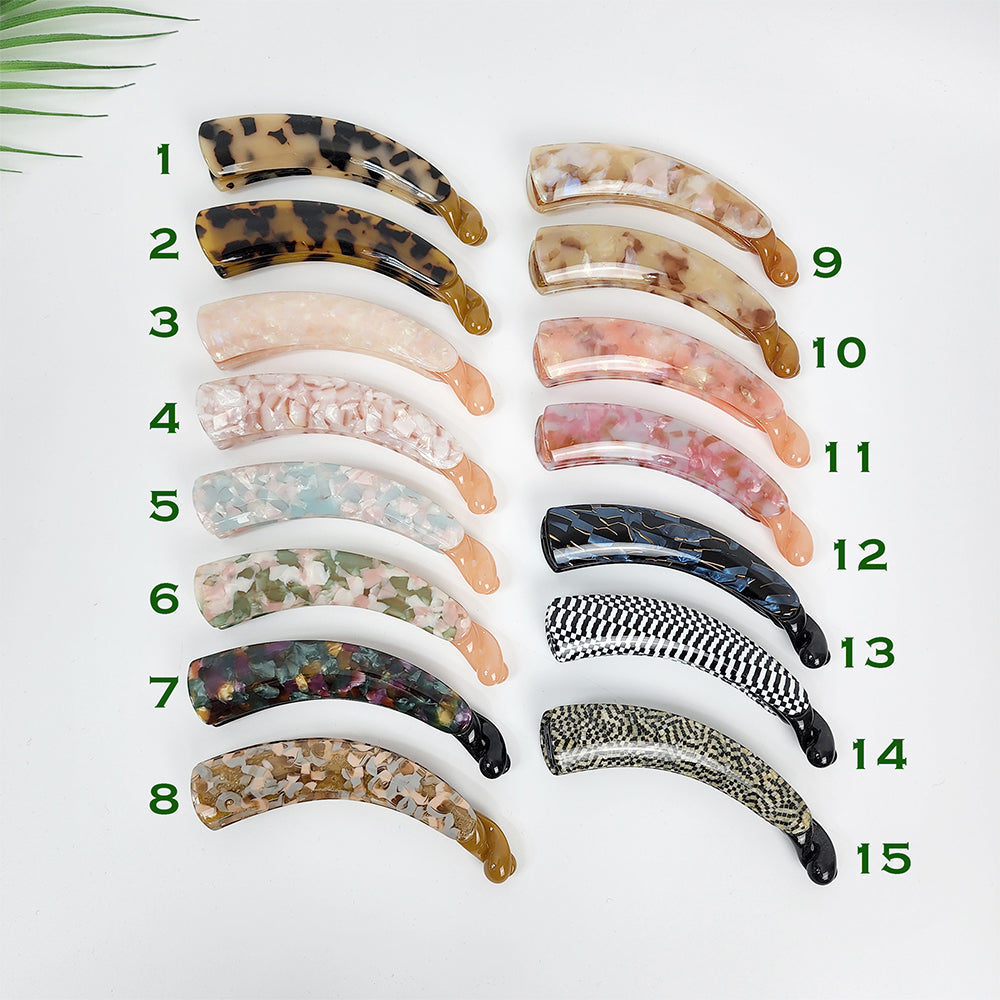 Marble jumbo banana clip, colors 1-15 numbered