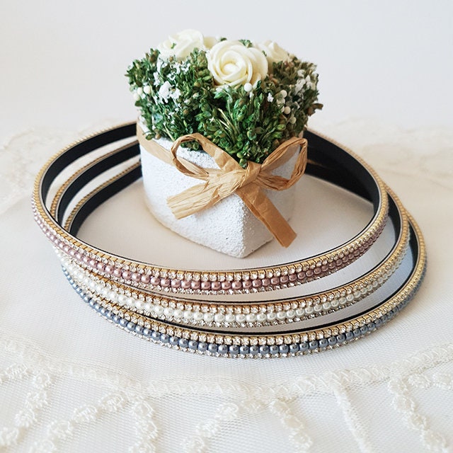 Simple Faux Pearl Headband / High Quality Headband with Faux Pearl and Cubic / Hair Accessories for Woman