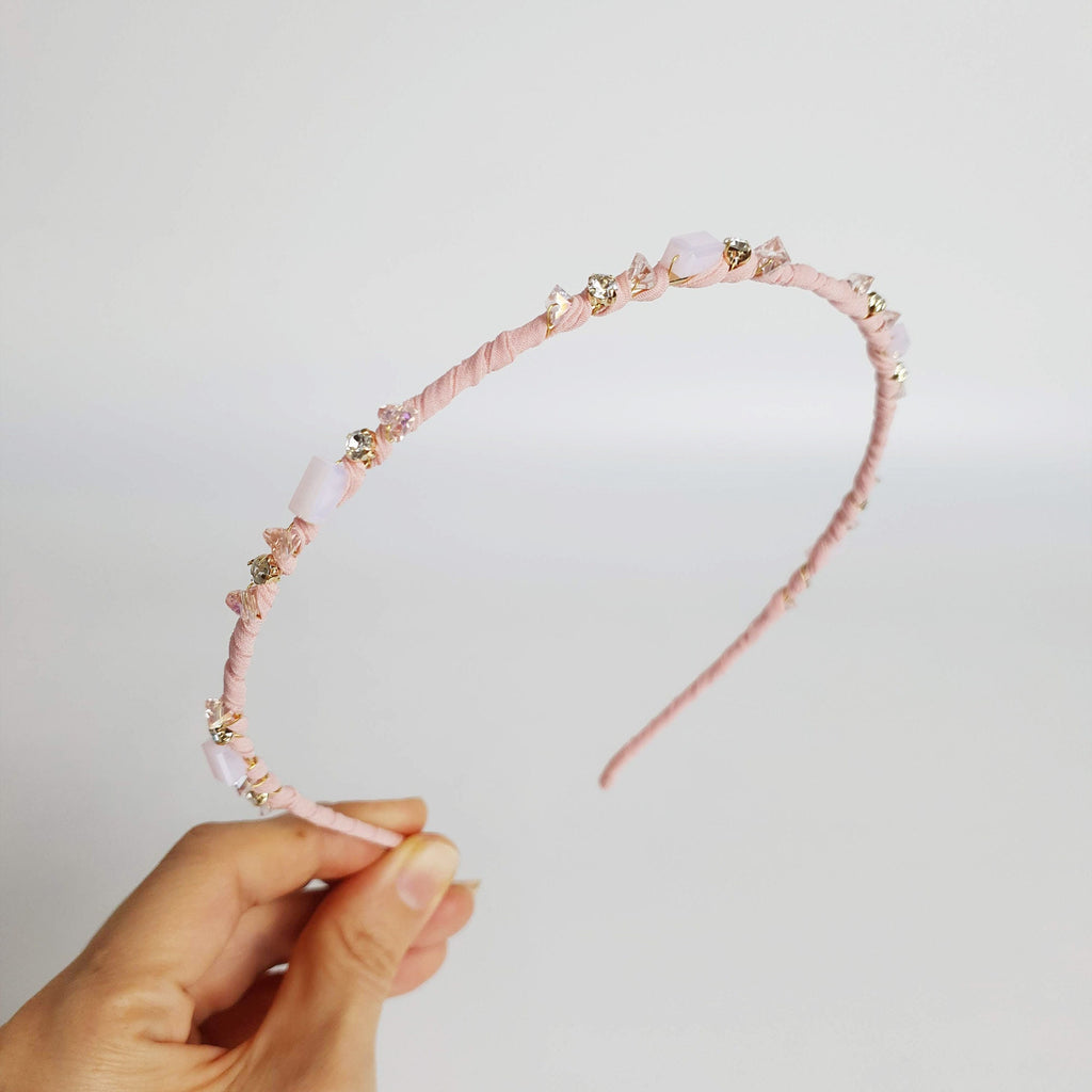 Diana Thin Headband with Crystal / Vintage Style Colorful Head Piece / Hair Accessory for Woman / Crystal Headband