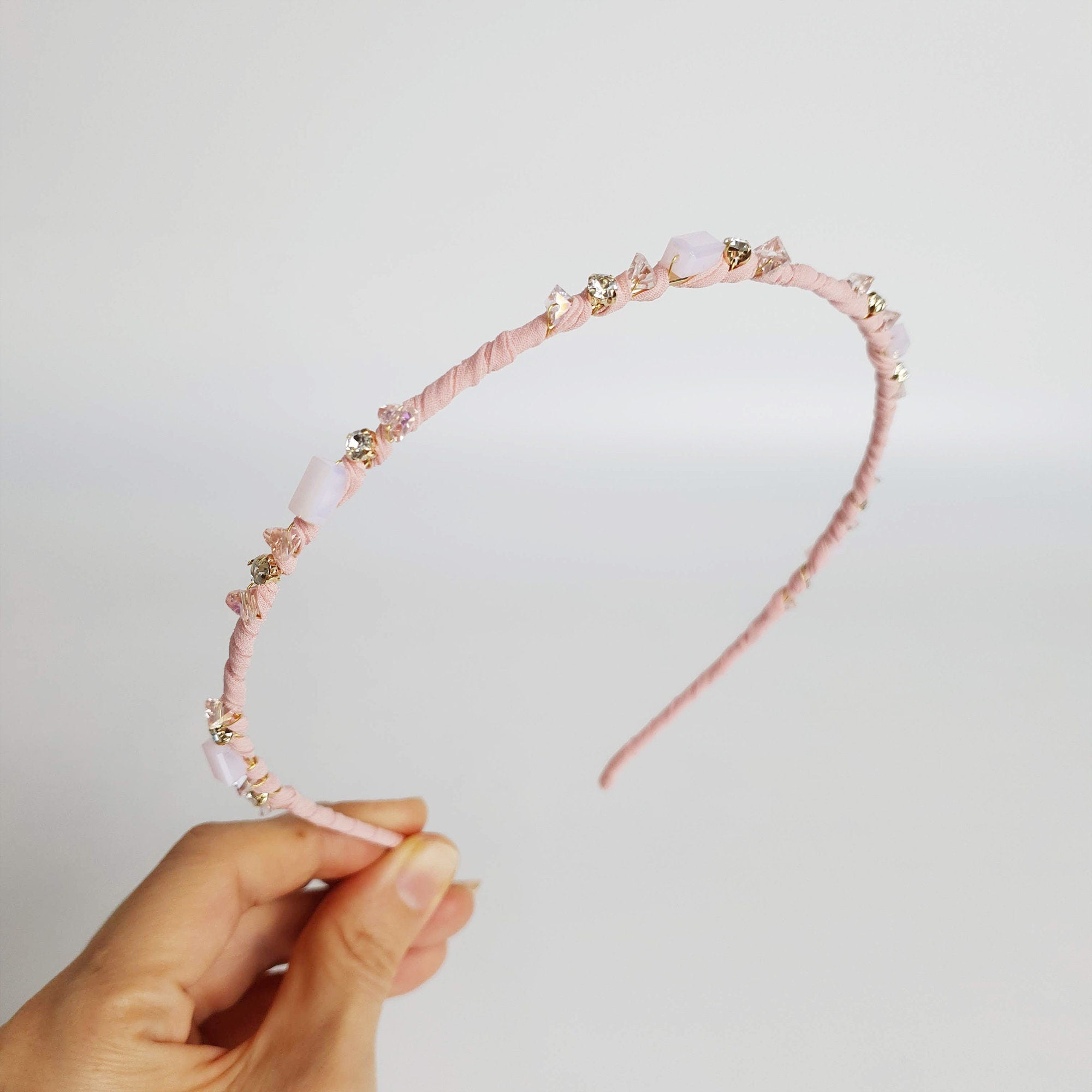 Diana Thin Headband with Crystal / Vintage Style Colorful Head Piece / Hair Accessory for Woman / Crystal Headband