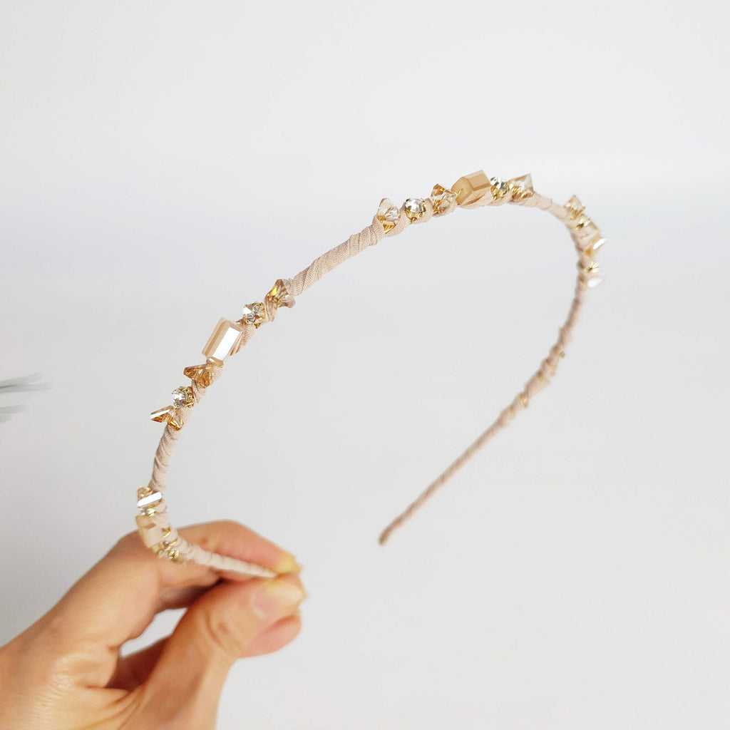 Diana Thin Headband with Crystal / Vintage Style Colorful Head Piece / Hair Accessory for Woman / Crystal Headband